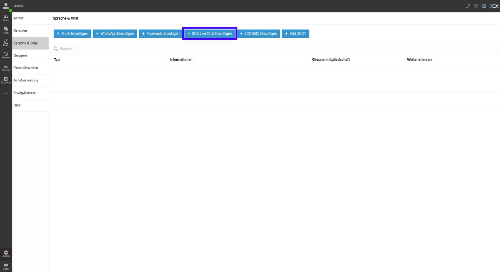 3CX: Live-Chat erstellen